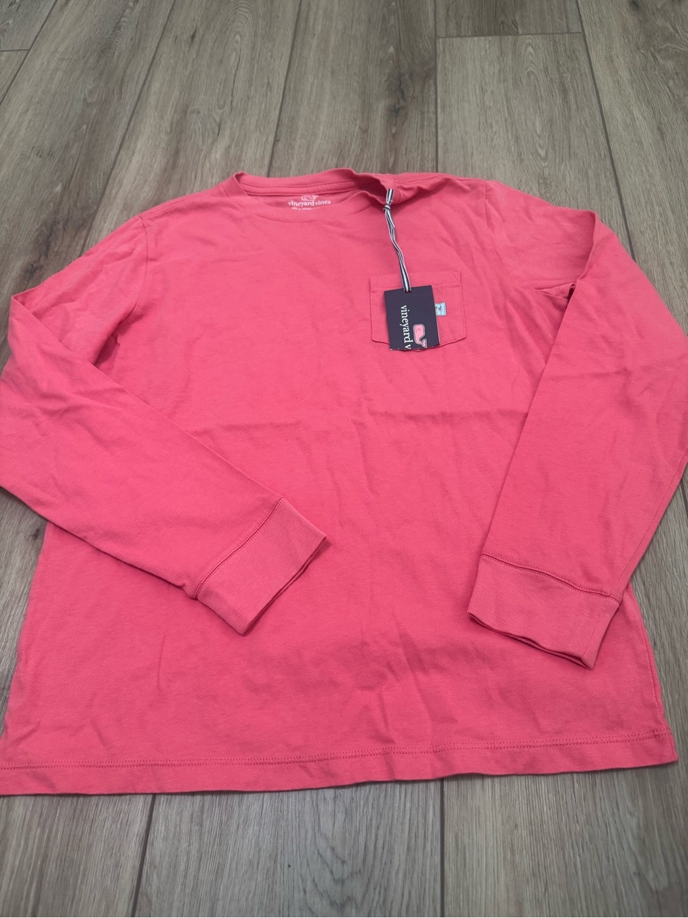 Vineyard Vines Coral Pink Long-Sleeve Pocket Tee